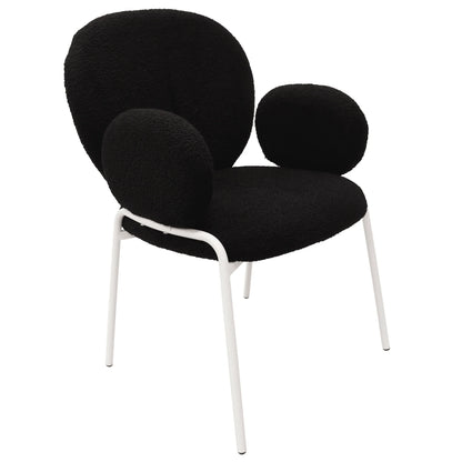 Celestial Modern Boucle Dining Side Chair with Black/White Powder Coated Iron Frame - Elax Furniture