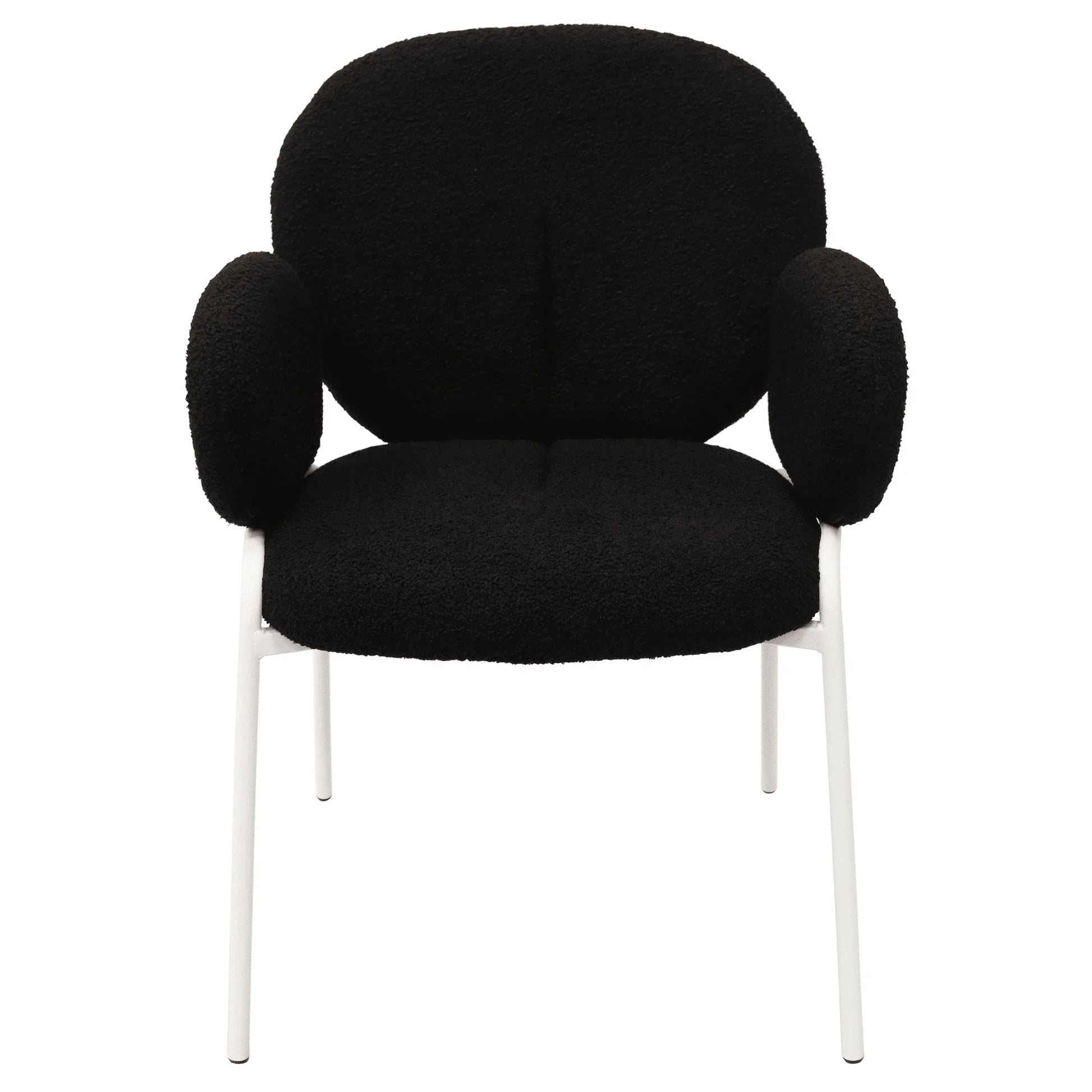 Celestial Modern Boucle Dining Side Chair with Black/White Powder Coated Iron Frame - Elax Furniture