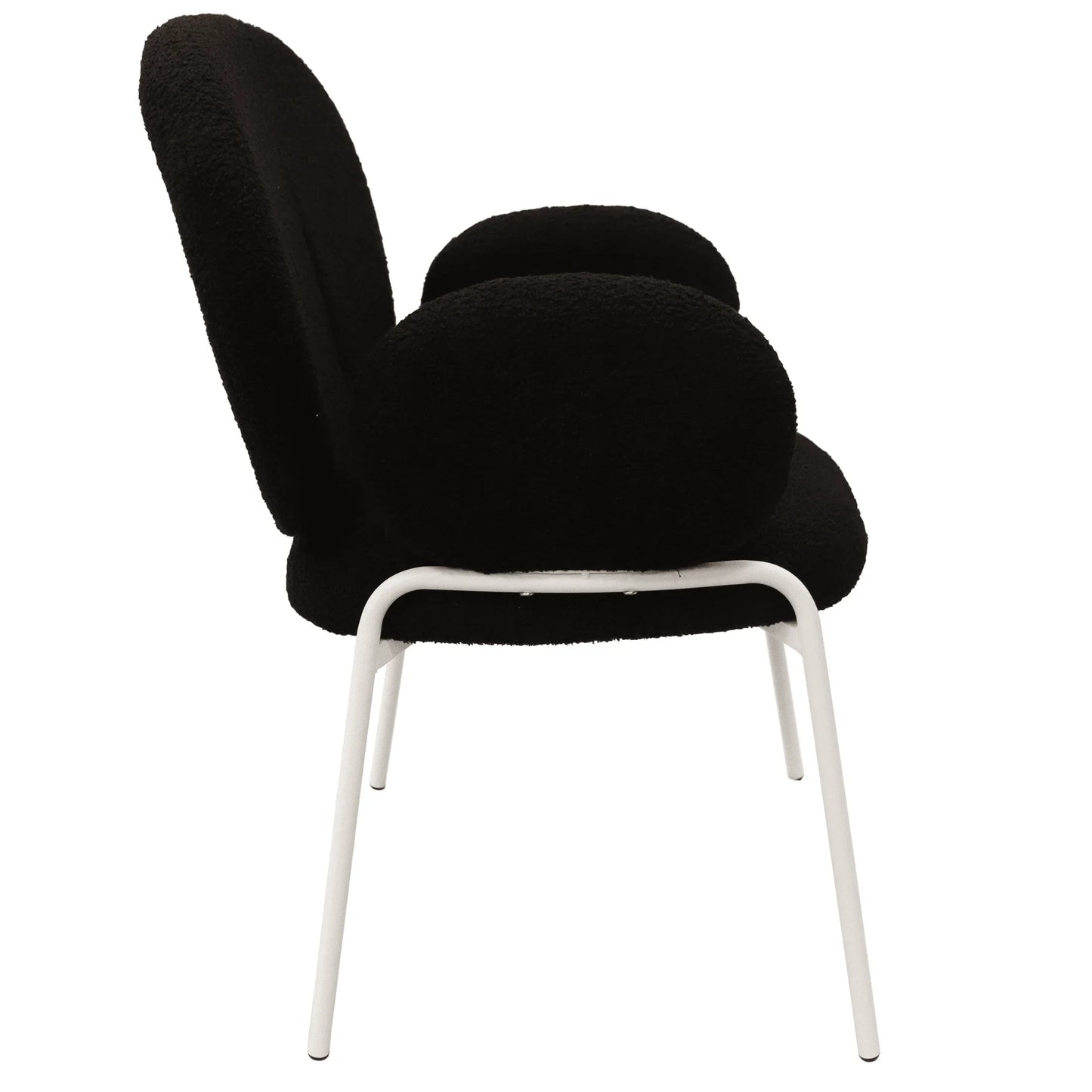 Celestial Modern Boucle Dining Side Chair with Black/White Powder Coated Iron Frame - Elax Furniture