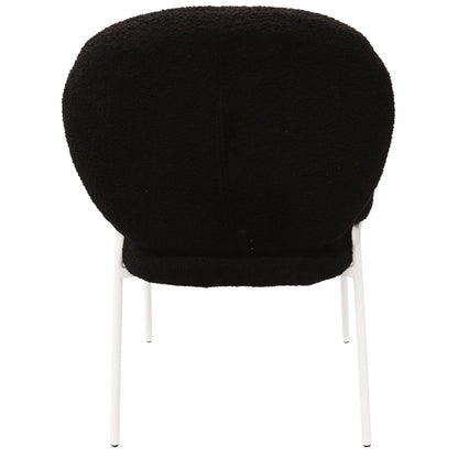 Celestial Modern Boucle Dining Side Chair with Black/White Powder Coated Iron Frame - Elax Furniture