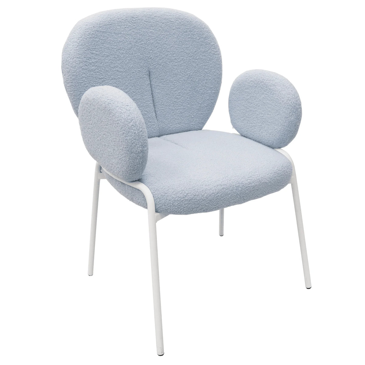 Celestial Modern Boucle Dining Side Chair with Black/White Powder Coated Iron Frame - Elax Furniture