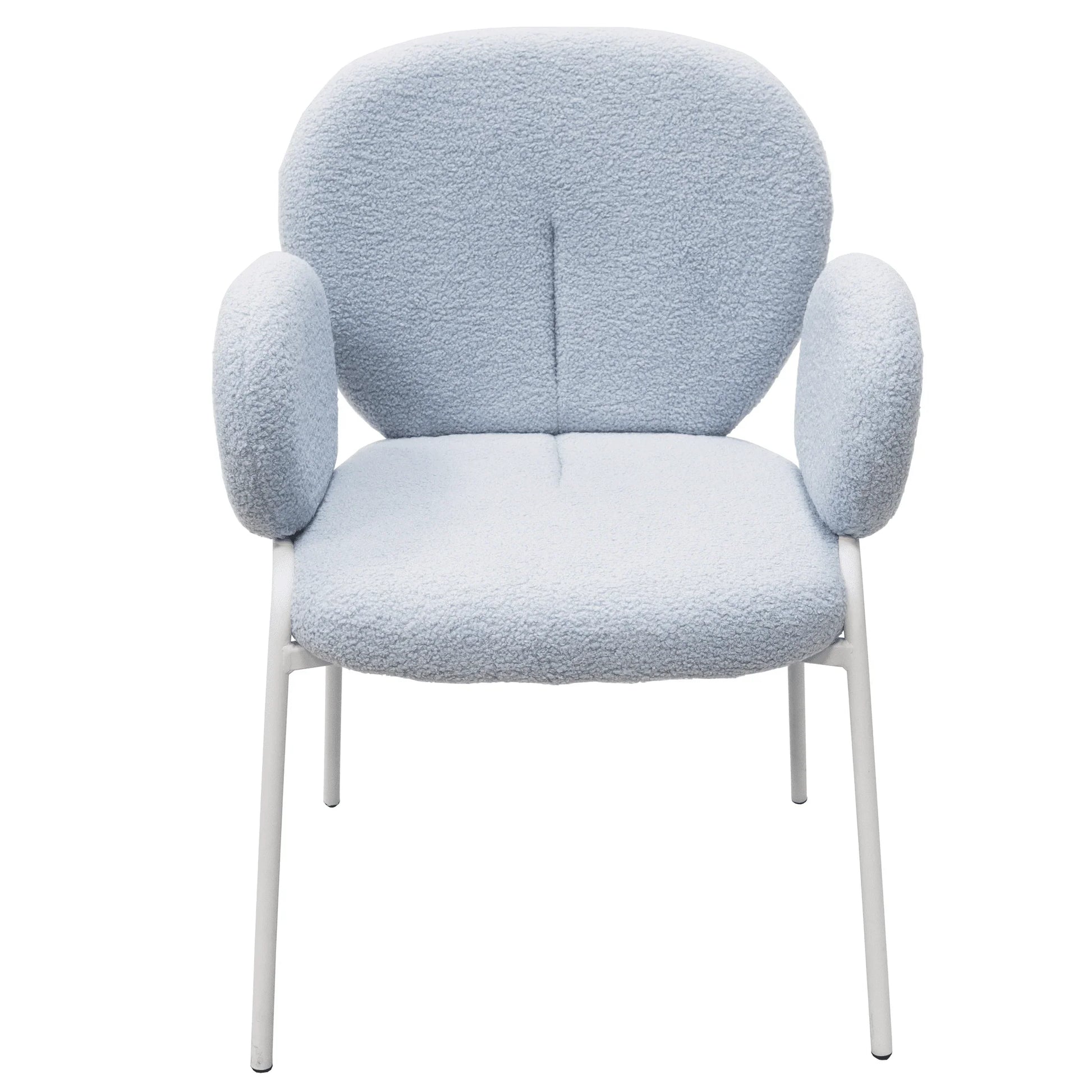 Celestial Modern Boucle Dining Side Chair with Black/White Powder Coated Iron Frame - Elax Furniture