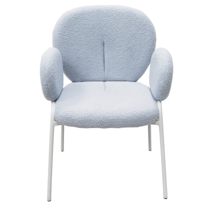 Celestial Modern Boucle Dining Side Chair with Black/White Powder Coated Iron Frame - Elax Furniture