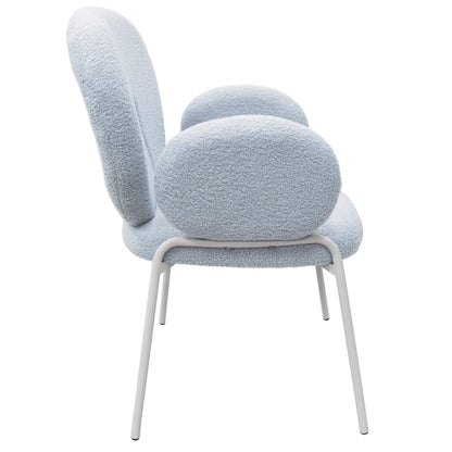 Celestial Modern Boucle Dining Side Chair with Black/White Powder Coated Iron Frame - Elax Furniture