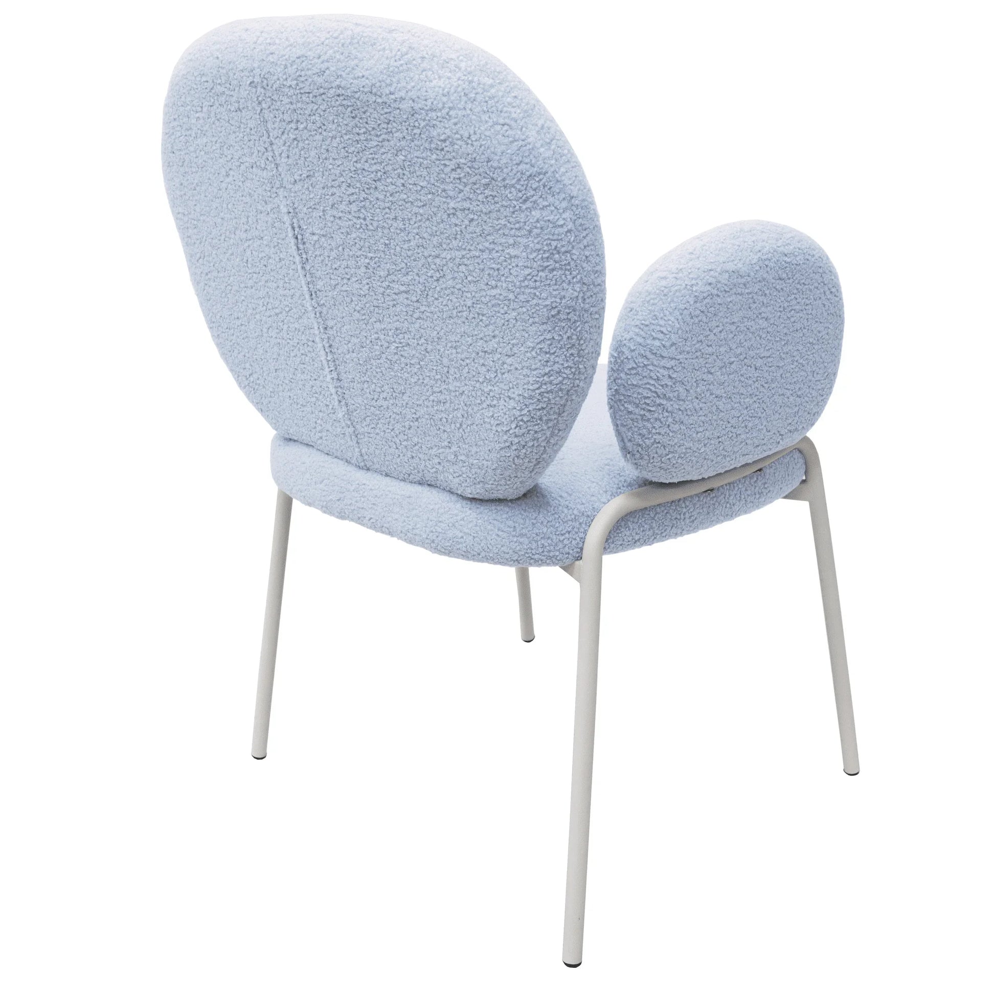 Celestial Modern Boucle Dining Side Chair with Black/White Powder Coated Iron Frame - Elax Furniture