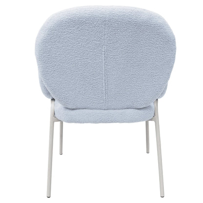 Celestial Modern Boucle Dining Side Chair with Black/White Powder Coated Iron Frame - Elax Furniture