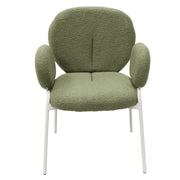 Celestial Modern Boucle Dining Side Chair with Black/White Powder Coated Iron Frame - Elax Furniture