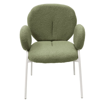 Celestial Modern Boucle Dining Side Chair with Black/White Powder Coated Iron Frame - Elax Furniture