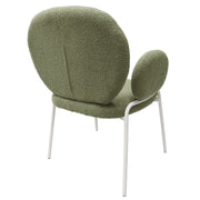 Celestial Modern Boucle Dining Side Chair with Black/White Powder Coated Iron Frame - Elax Furniture
