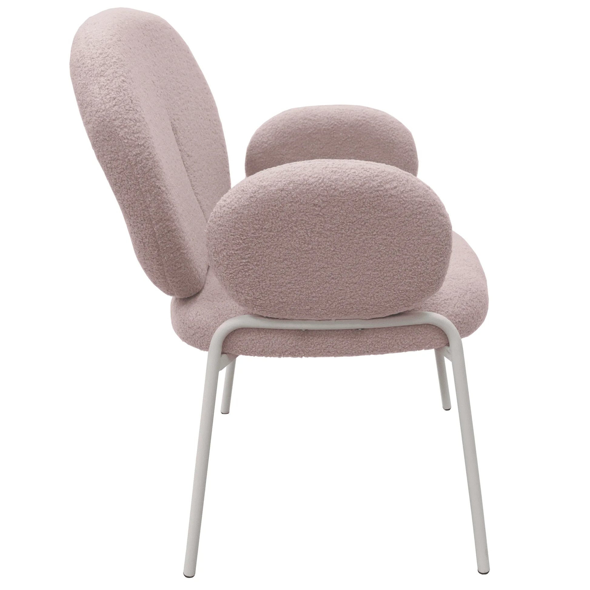 Celestial Modern Boucle Dining Side Chair with Black/White Powder Coated Iron Frame - Elax Furniture