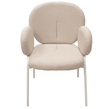 Celestial Modern Boucle Dining Side Chair with Black/White Powder Coated Iron Frame - Elax Furniture