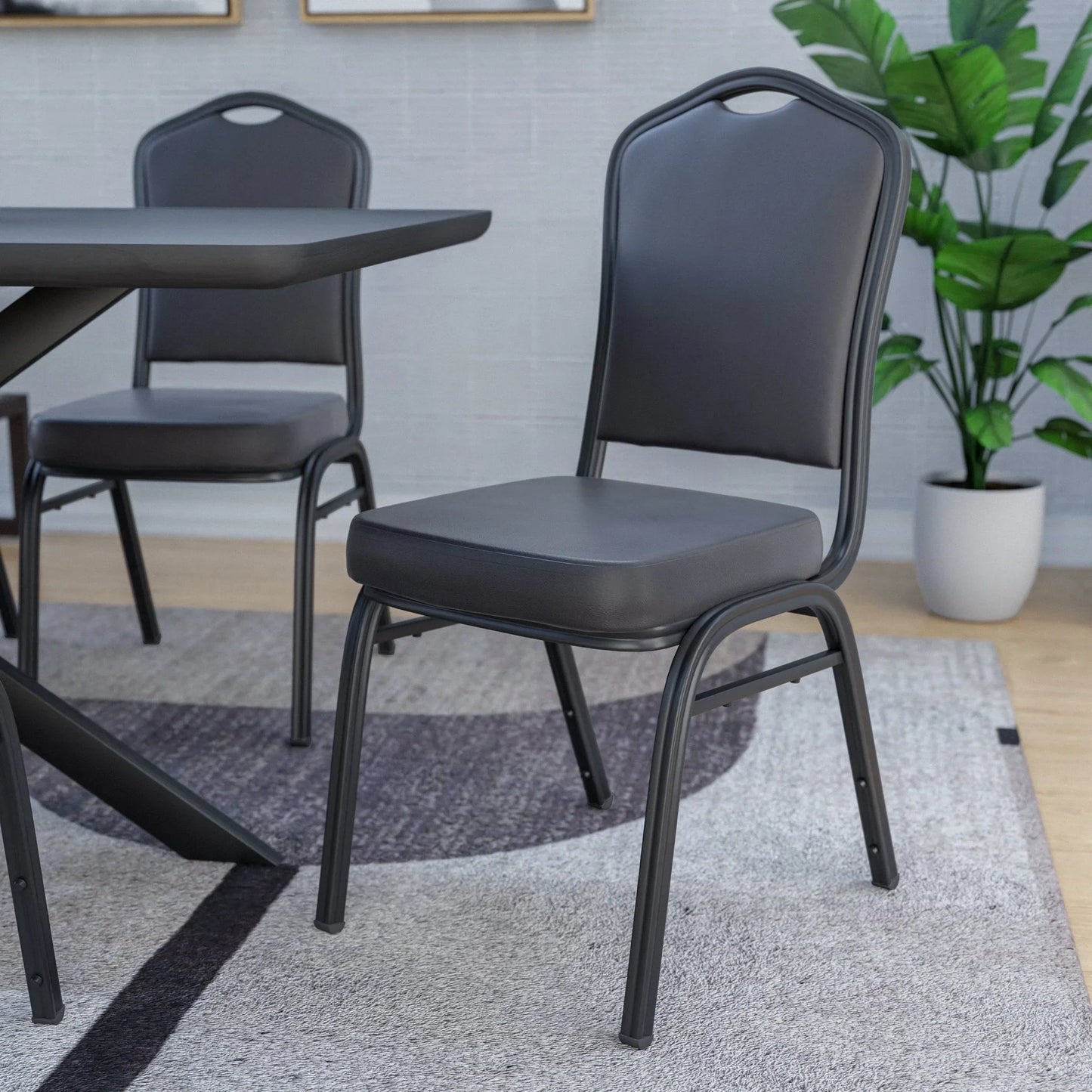 Cove Modern Stackable Banquet Chair with Black Powder Coated Steel Frame - Elax Furniture