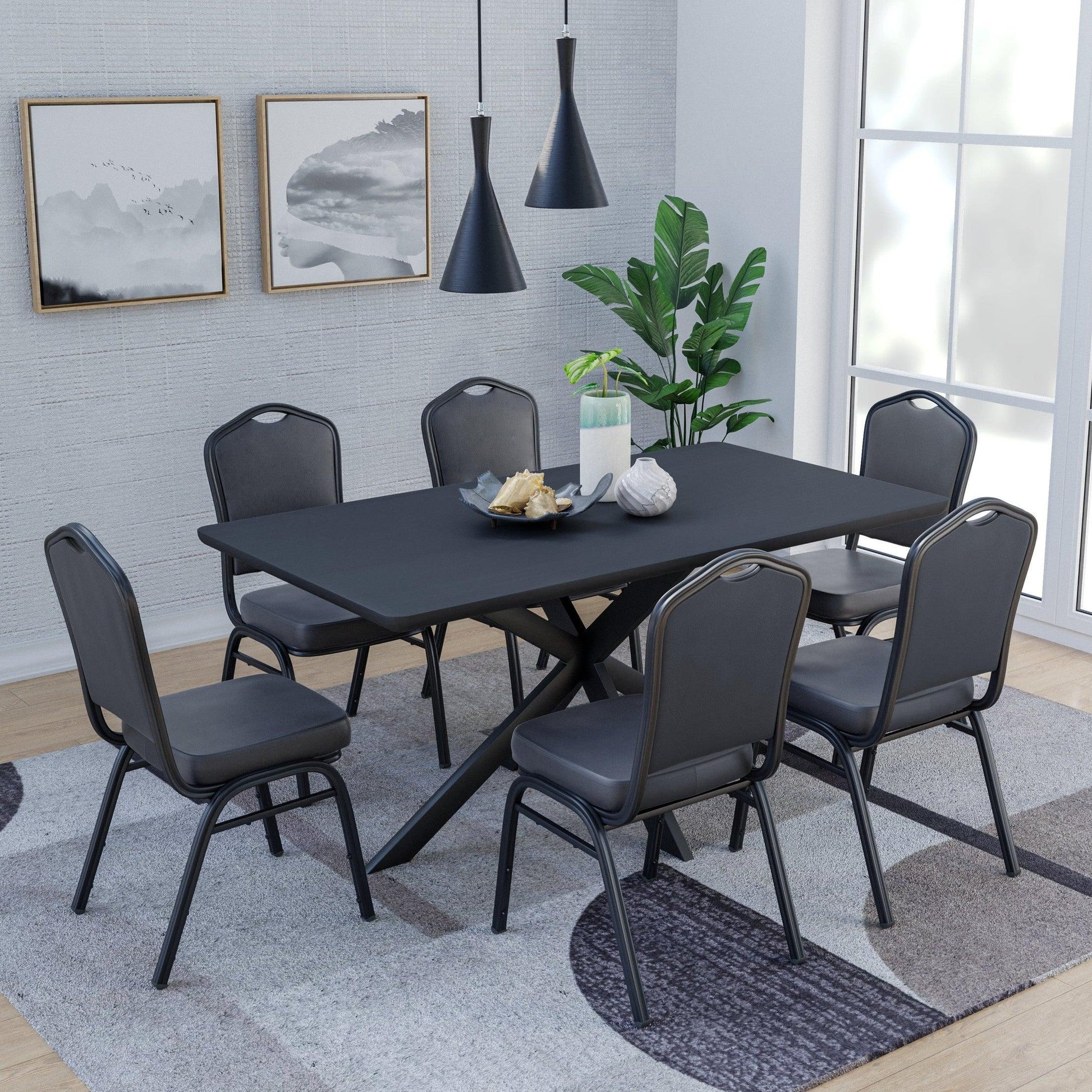 Cove Modern Stackable Banquet Chair with Black Powder Coated Steel Frame - Elax Furniture