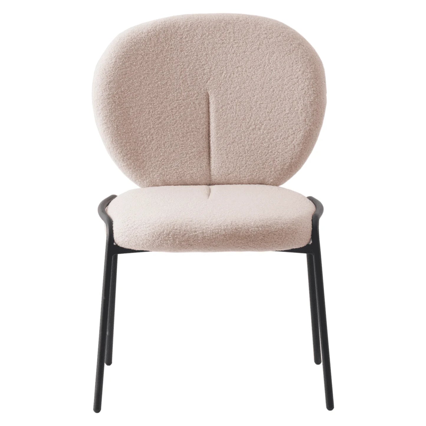 Celestial Modern Boucle Dining Side Chair with Black/White Powder Coated Iron Frame - Elax Furniture