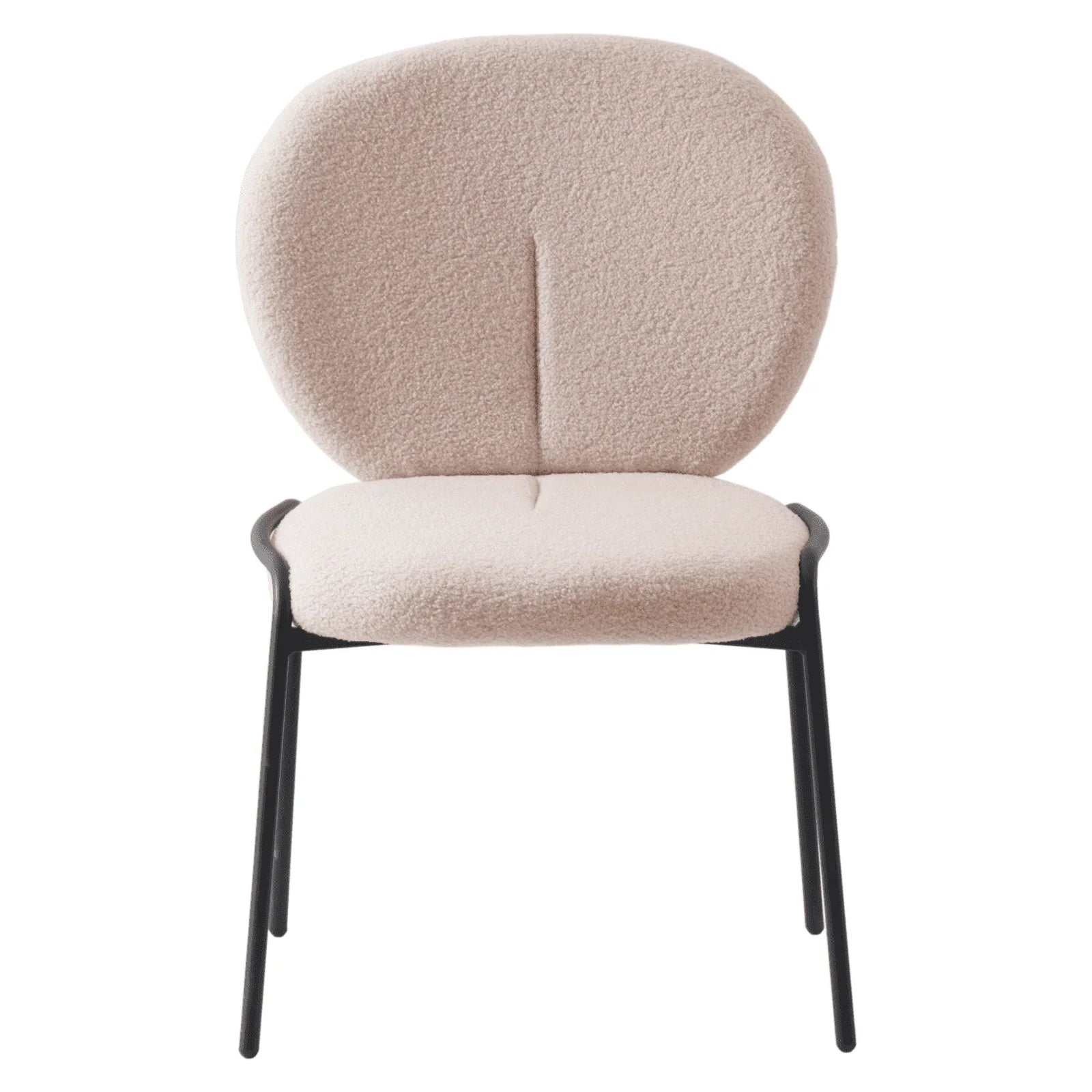 Celestial Modern Boucle Dining Side Chair with Black/White Powder Coated Iron Frame - Elax Furniture