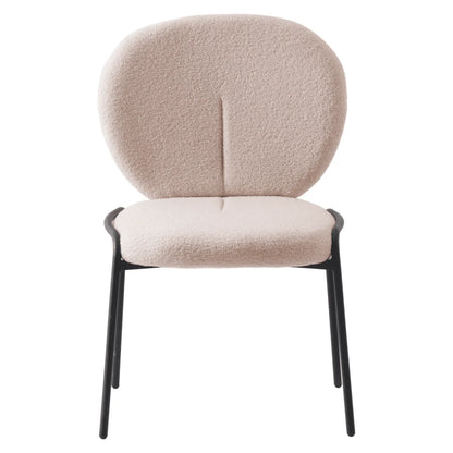 Celestial Modern Boucle Dining Side Chair with Black/White Powder Coated Iron Frame - Elax Furniture