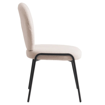 Celestial Modern Boucle Dining Side Chair with Black/White Powder Coated Iron Frame - Elax Furniture