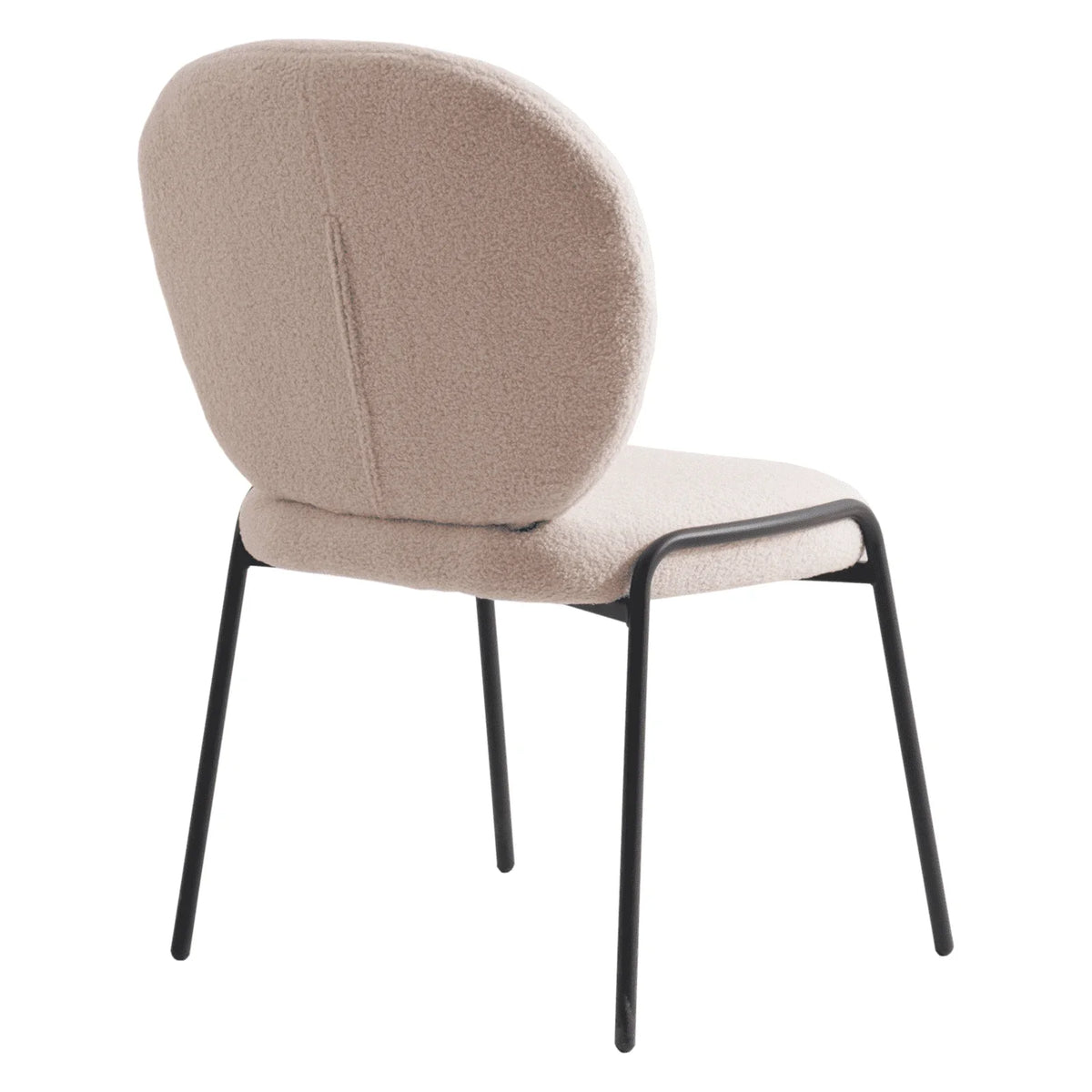 Celestial Modern Boucle Dining Side Chair with Black/White Powder Coated Iron Frame - Elax Furniture