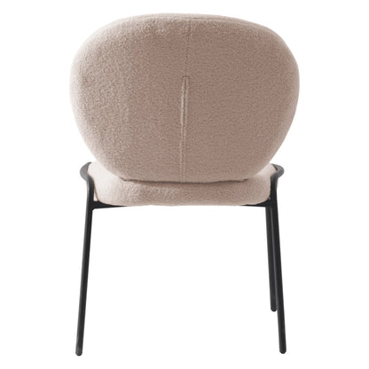 Celestial Modern Boucle Dining Side Chair with Black/White Powder Coated Iron Frame - Elax Furniture