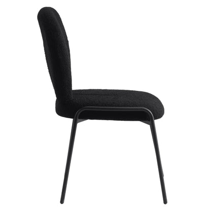 Celestial Modern Boucle Dining Side Chair with Black/White Powder Coated Iron Frame - Elax Furniture