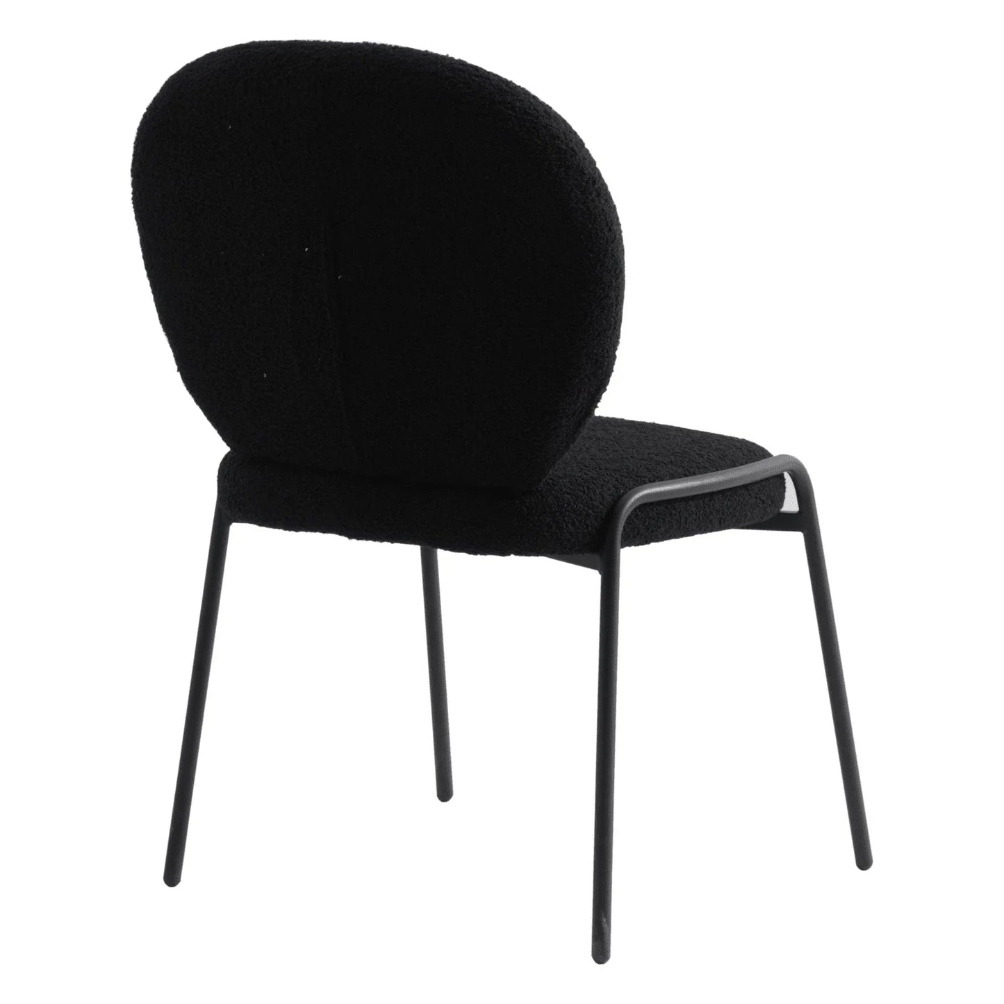 Celestial Modern Boucle Dining Side Chair with Black/White Powder Coated Iron Frame - Elax Furniture