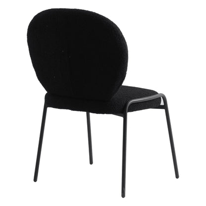 Celestial Modern Boucle Dining Side Chair with Black/White Powder Coated Iron Frame - Elax Furniture