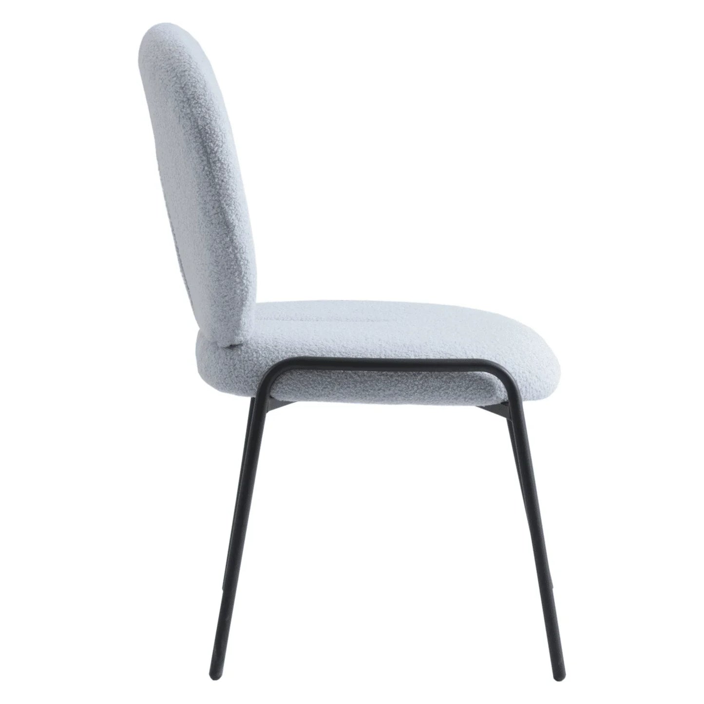 Celestial Modern Boucle Dining Side Chair with Black/White Powder Coated Iron Frame - Elax Furniture
