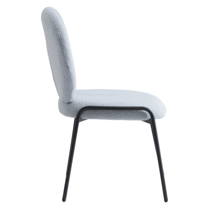 Celestial Modern Boucle Dining Side Chair with Black/White Powder Coated Iron Frame - Elax Furniture