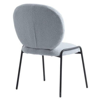 Celestial Modern Boucle Dining Side Chair with Black/White Powder Coated Iron Frame - Elax Furniture