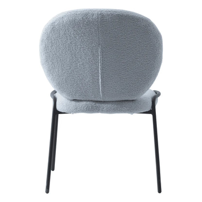 Celestial Modern Boucle Dining Side Chair with Black/White Powder Coated Iron Frame - Elax Furniture