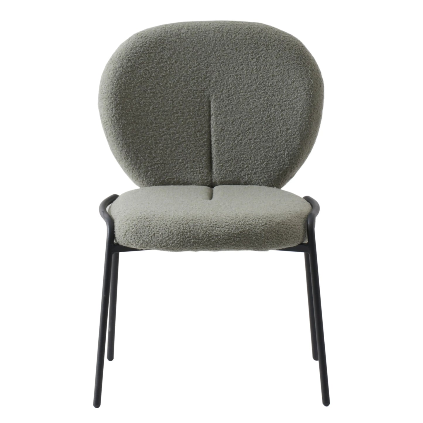 Celestial Modern Boucle Dining Side Chair with Black Powder Coated Iron Frame Set of 2 - Elax Furniture