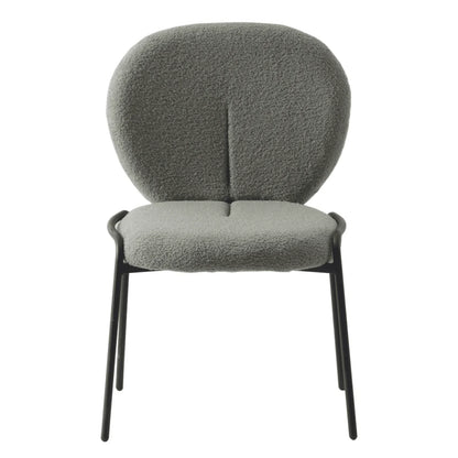 Celestial Modern Boucle Dining Side Chair with Black/White Powder Coated Iron Frame - Elax Furniture