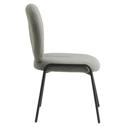 Celestial Modern Boucle Dining Side Chair with Black/White Powder Coated Iron Frame - Elax Furniture
