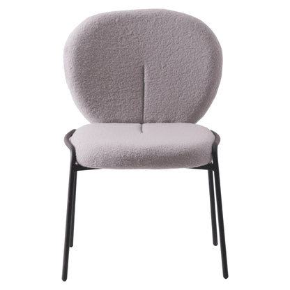 Celestial Modern Boucle Dining Side Chair with Black/White Powder Coated Iron Frame - Elax Furniture