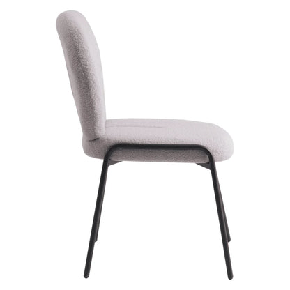 Celestial Modern Boucle Dining Side Chair with Black/White Powder Coated Iron Frame - Elax Furniture