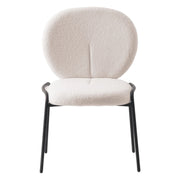 Celestial Modern Boucle Dining Side Chair with Black/White Powder Coated Iron Frame - Elax Furniture