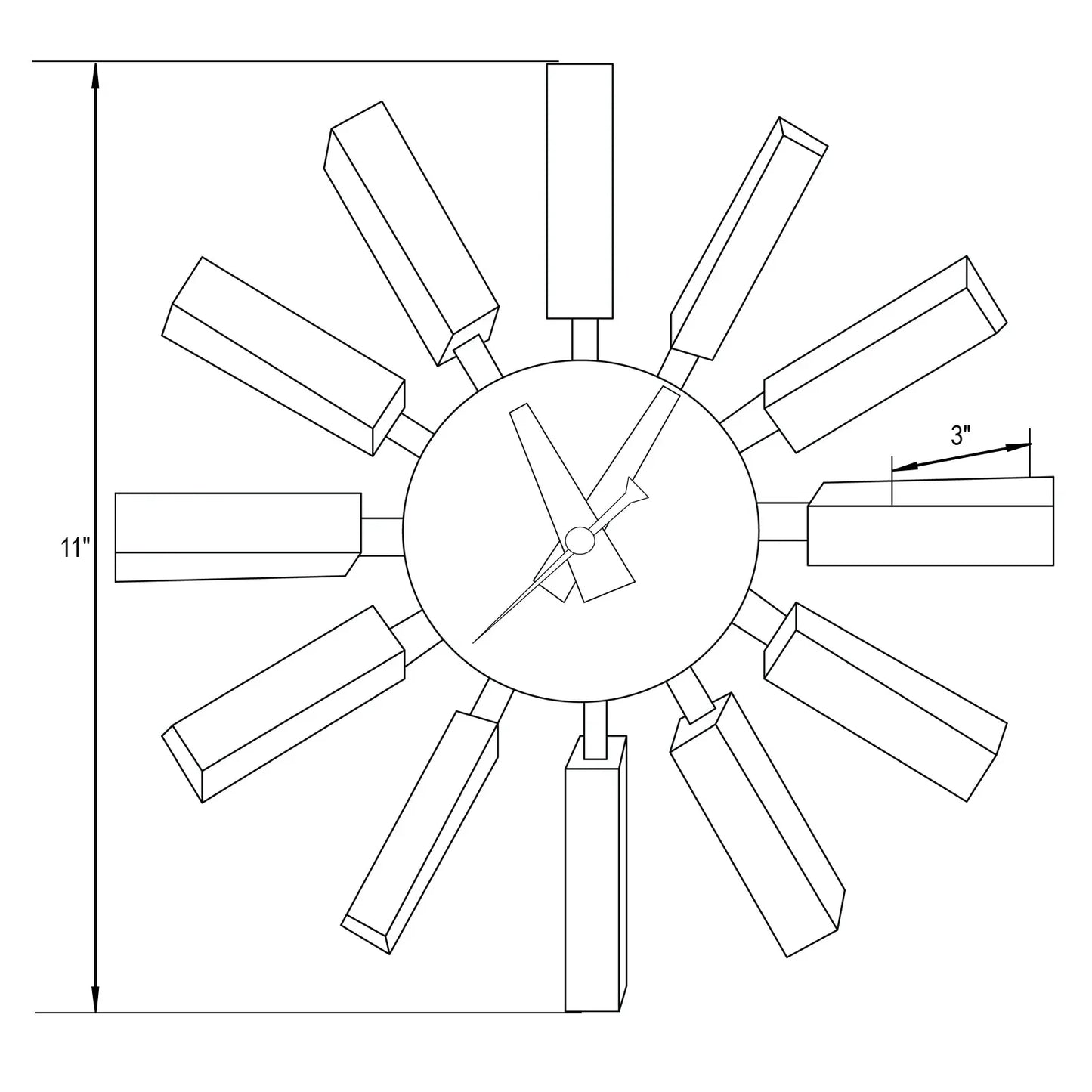 Vdara Modern Design Block Silent Non-Ticking Wall Clock - Elax Furniture