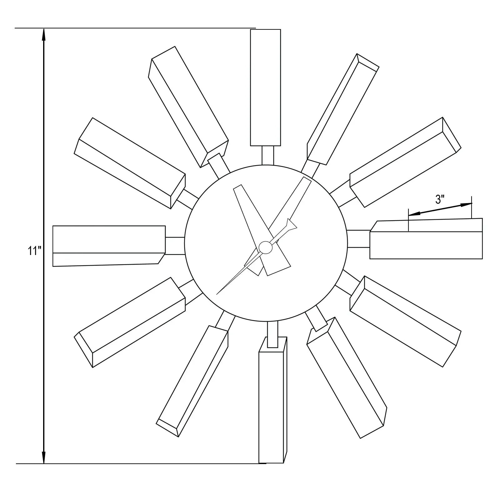 Vdara Modern Design Block Silent Non-Ticking Wall Clock - Elax Furniture