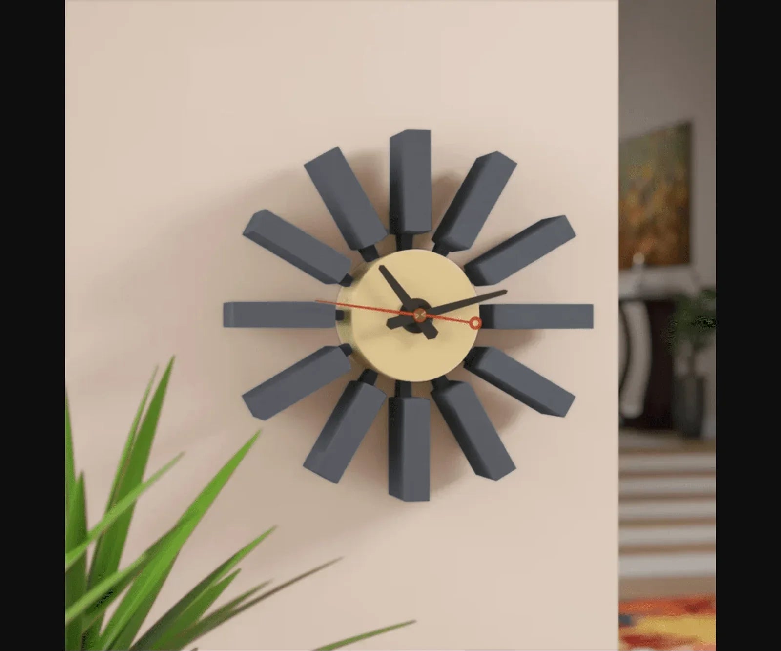 Vdara Modern Design Block Silent Non-Ticking Wall Clock - Elax Furniture