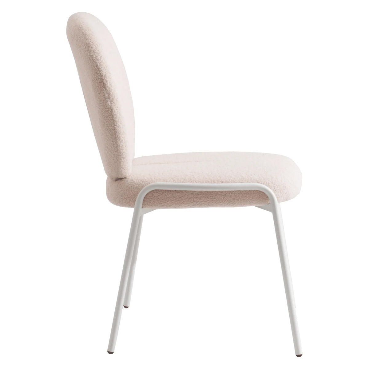 Celestial Modern Boucle Dining Side Chair with Black/White Powder Coated Iron Frame - Elax Furniture