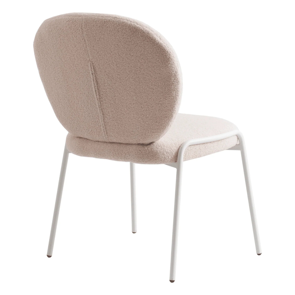 Celestial Modern Boucle Dining Side Chair with Black/White Powder Coated Iron Frame - Elax Furniture