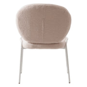 Celestial Modern Boucle Dining Side Chair with Black/White Powder Coated Iron Frame - Elax Furniture