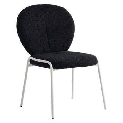 Celestial Modern Boucle Dining Side Chair with Black/White Powder Coated Iron Frame - Elax Furniture