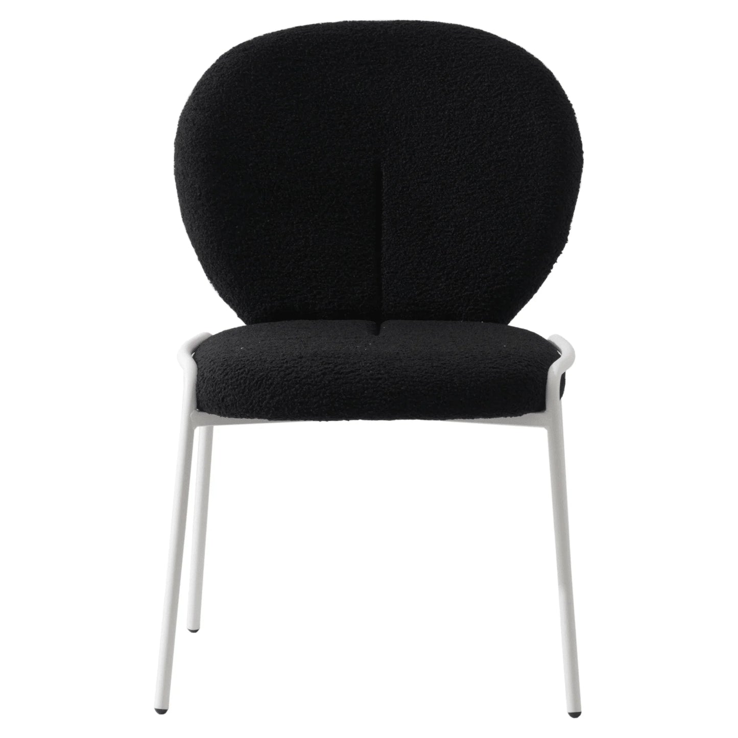 Celestial Modern Boucle Dining Side Chair with Black/White Powder Coated Iron Frame - Elax Furniture