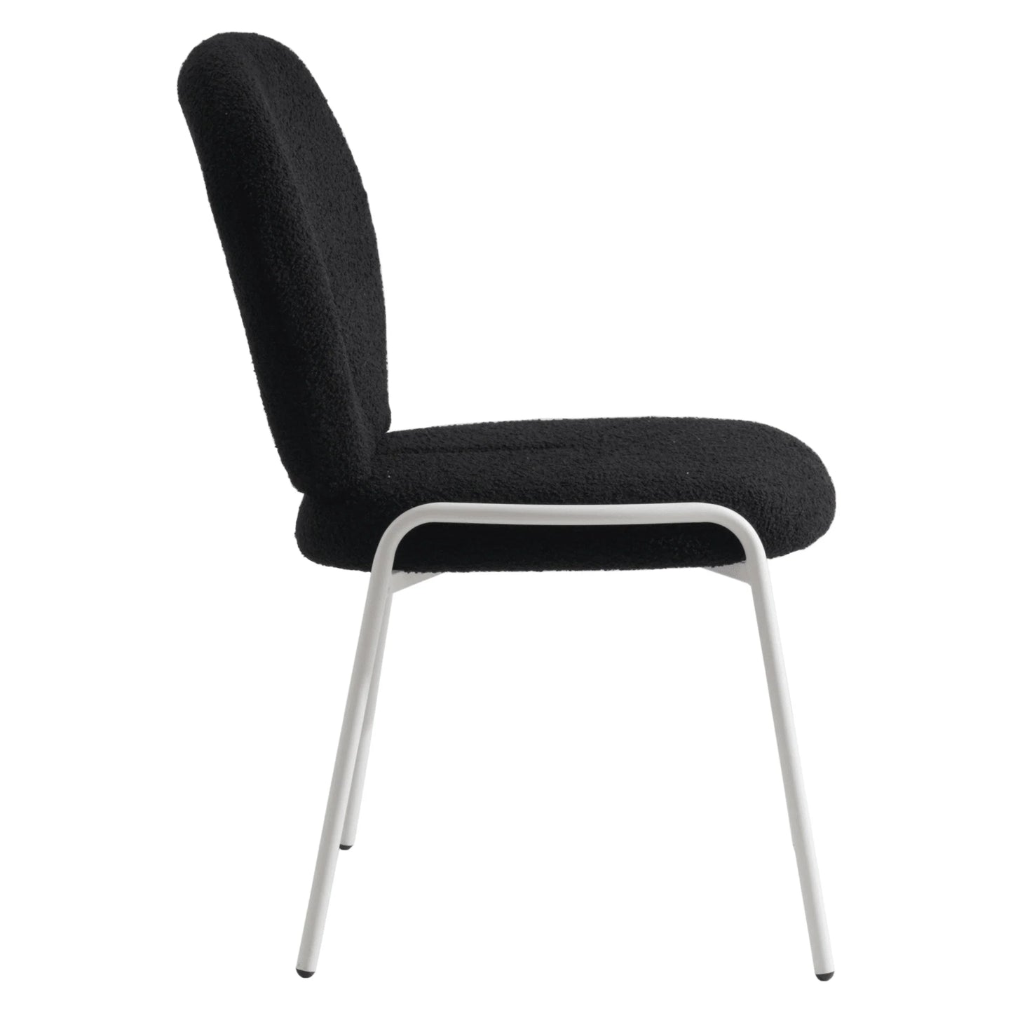Celestial Modern Boucle Dining Side Chair with Black/White Powder Coated Iron Frame - Elax Furniture