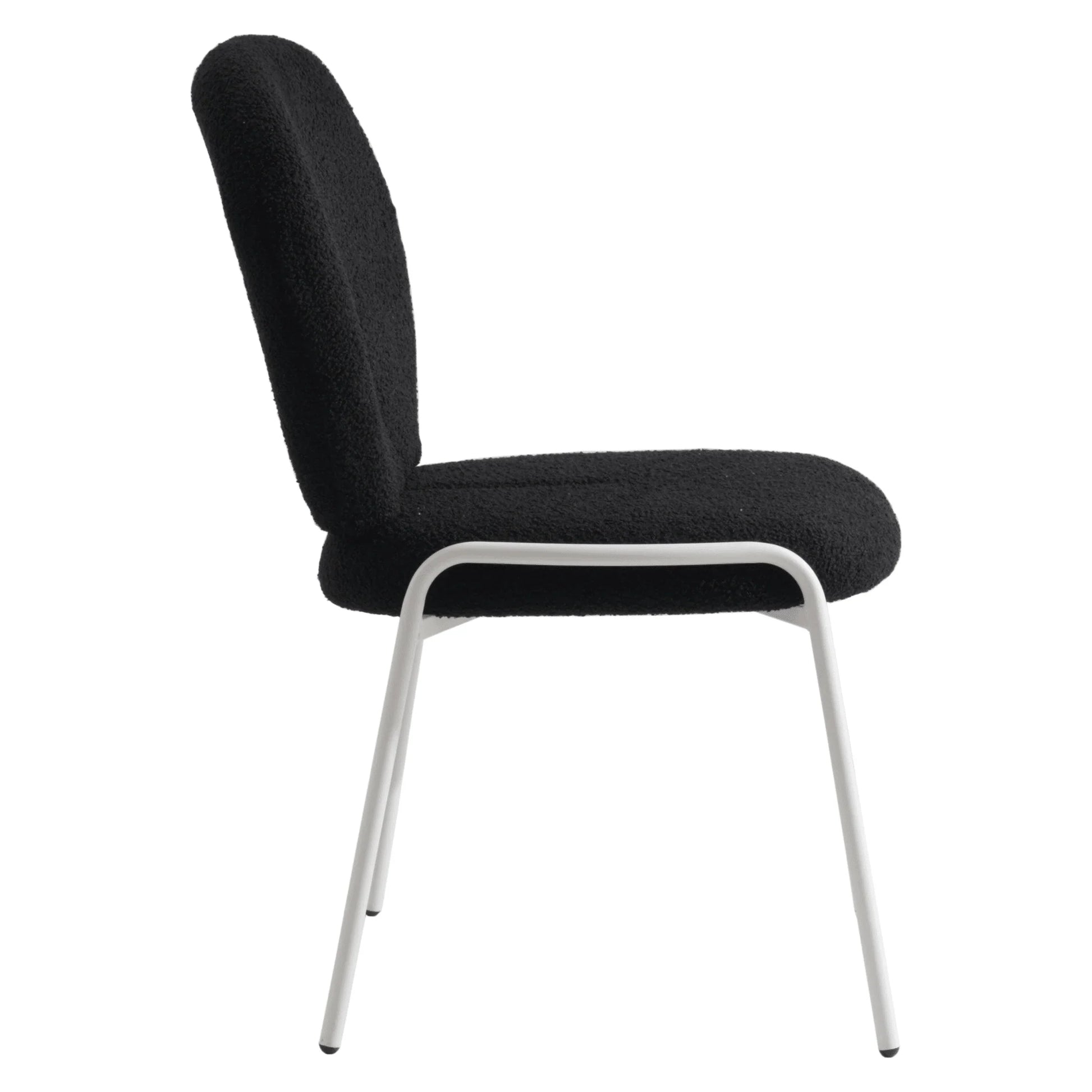 Celestial Modern Boucle Dining Side Chair with Black/White Powder Coated Iron Frame - Elax Furniture