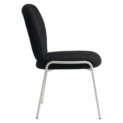 Celestial Modern Boucle Dining Side Chair with Black/White Powder Coated Iron Frame - Elax Furniture