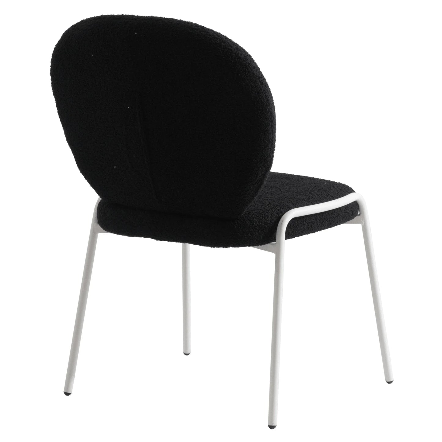 Celestial Modern Boucle Dining Side Chair with Black/White Powder Coated Iron Frame - Elax Furniture