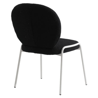 Celestial Modern Boucle Dining Side Chair with Black/White Powder Coated Iron Frame - Elax Furniture
