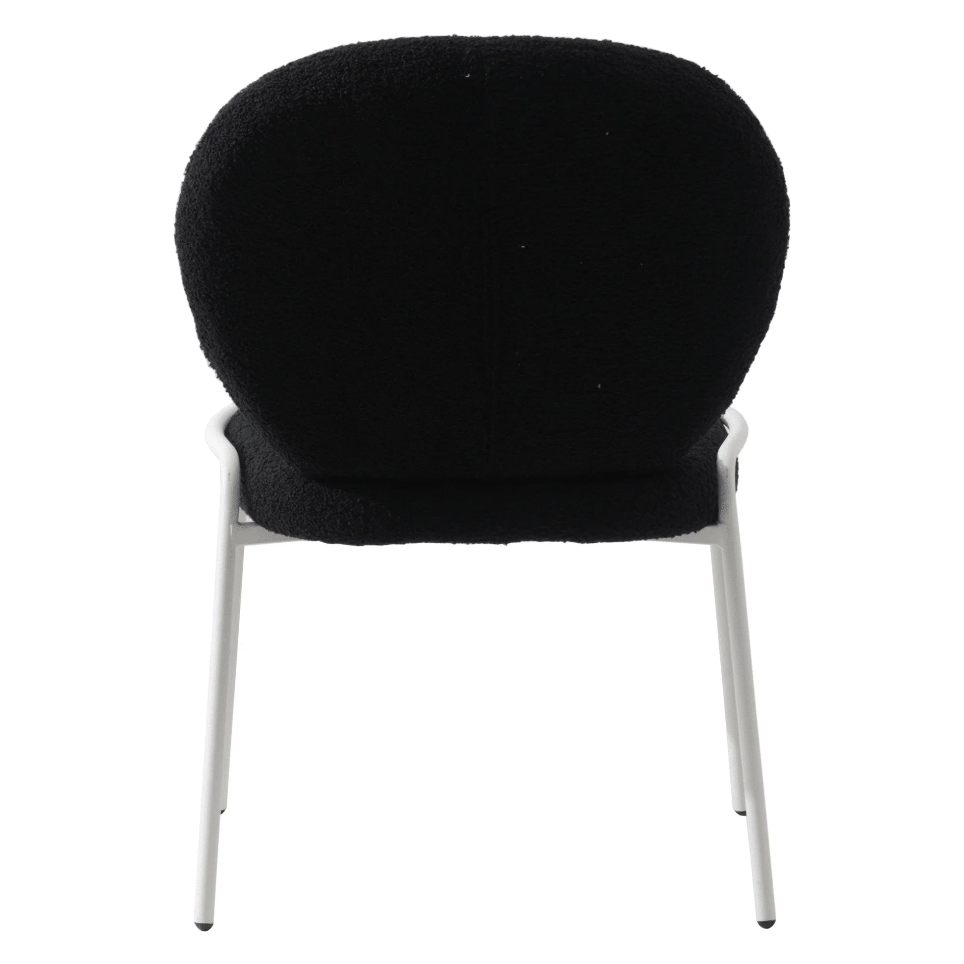 Celestial Modern Boucle Dining Side Chair with Black/White Powder Coated Iron Frame - Elax Furniture